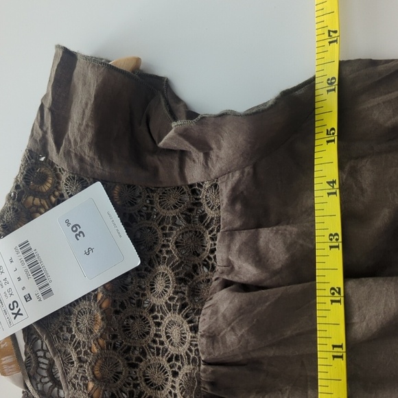Zara Green Embroidery Blouse with Lace Detail - Size XS NWT - Picture 5 of 7